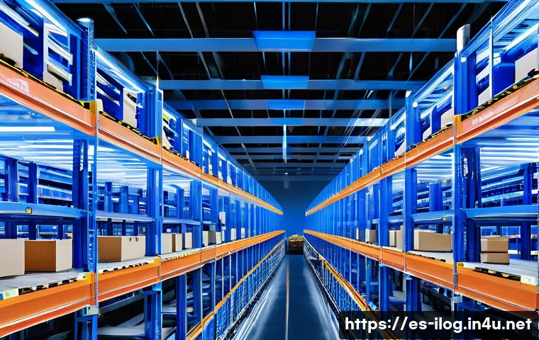물류센터 자동화 트렌드와 전망 - **Prompt: Futuristic Automated Logistics Center**
"An expansive, ultra-modern logistics center a...