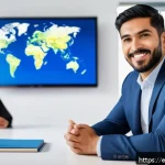 Home 18 국제물류관리사에게 필요한 소프트 스킬 - A multicultural international logistics manager negotiating with diverse suppliers around a large co...