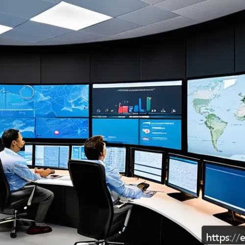 Home 17 국제물류관리사와 협력하는 파트너 찾기 - A detailed, modern international logistics control room featuring diverse professionals analyzing di...